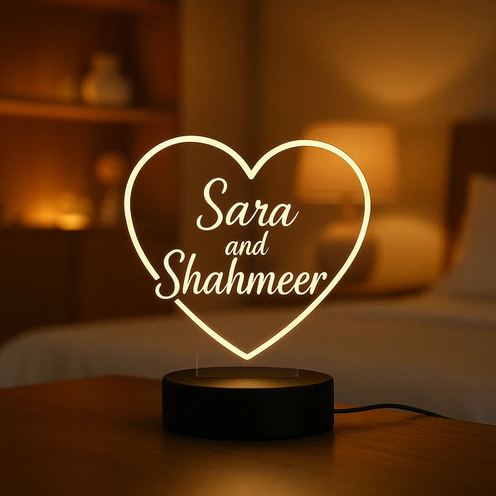 Custom Heart 3D LED Illusion Lamp for Fiancé | Personalized Acrylic Night Lamp – AHP Customize