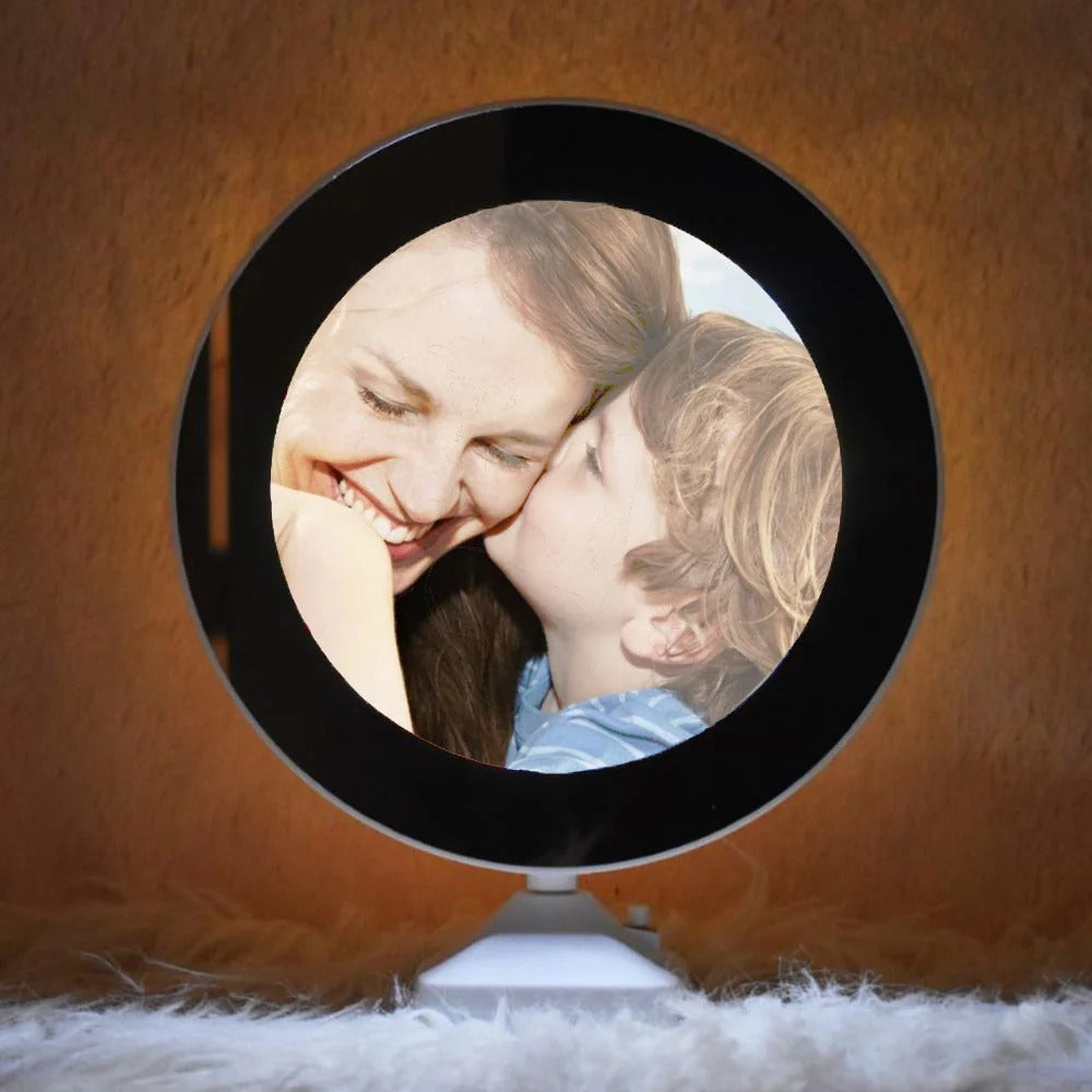 Personalized Round Magic Mirror – Custom LED Photo Mirror | AHP Customize