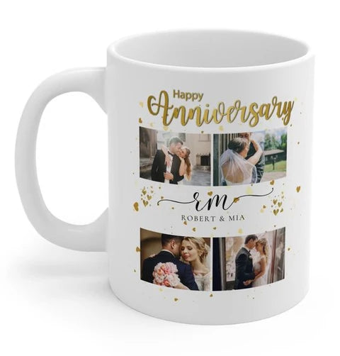 Personalized Anniversary Gift Mug | Custom Photo & Name Coffee Mug for Couples – AHP Customize