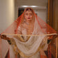 Traditional Red Nikkah Dupatta with Gold Sequin Spray – Bridal Sheer Net Dupatta