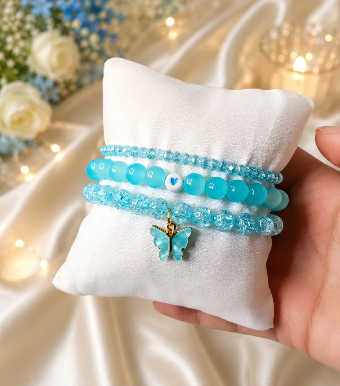 Butterfly Bliss Bracelet Set – 3 Piece Beaded Butterfly Charm Bracelets | AHP Customize