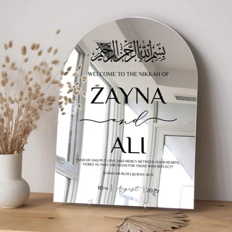 Wedding Welcome Sign with Bismillah | Acrylic Arch Wedding Welcome Board | Personalized Wedding Sign